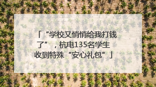 “学校又悄悄给我打钱了”，杭电135名学生收到特殊“安心礼包”