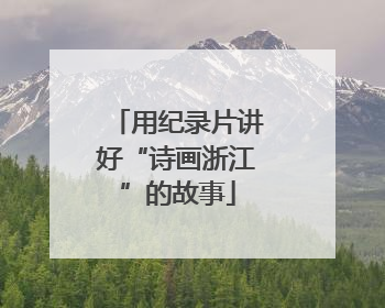 用纪录片讲好“诗画浙江”的故事