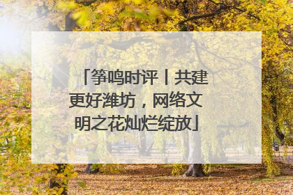 筝鸣时评丨共建更好潍坊，网络文明之花灿烂绽放
