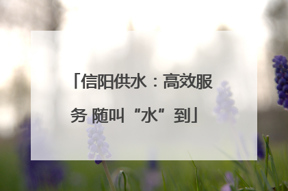 信阳供水：高效服务 随叫“水”到