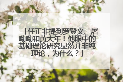 任正非提到罗登义、屠呦呦和黄大年！他眼中的基础理论研究显然并非纯理论，为什么？