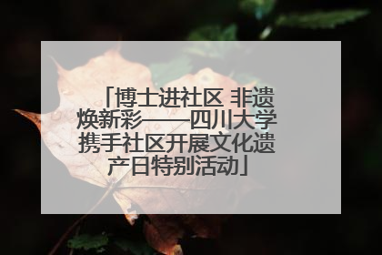 博士进社区 非遗焕新彩——四川大学携手社区开展文化遗产日特别活动