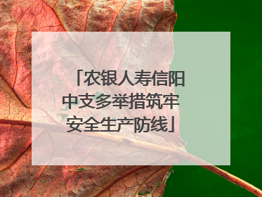 农银人寿信阳中支多举措筑牢安全生产防线