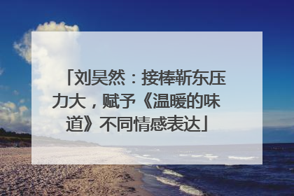 刘昊然：接棒靳东压力大，赋予《温暖的味道》不同情感表达