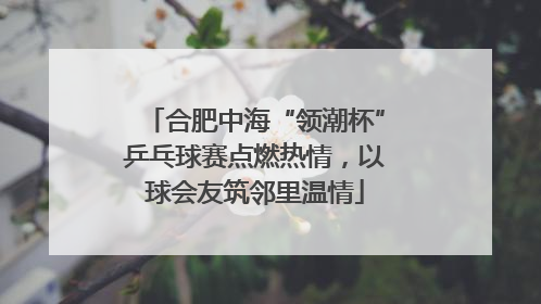 合肥中海“领潮杯”乒乓球赛点燃热情，以球会友筑邻里温情