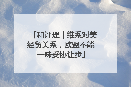 和评理｜维系对美经贸关系，欧盟不能一味妥协让步