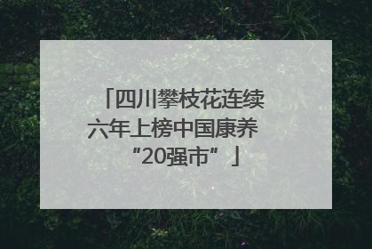 四川攀枝花连续六年上榜中国康养“20强市”