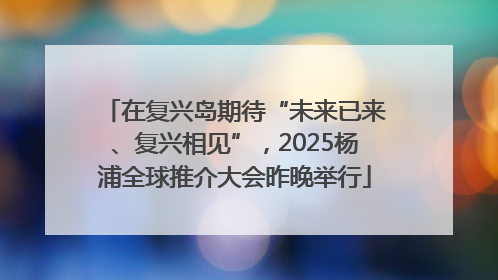 在复兴岛期待“未来已来、复兴相见”，2025杨浦全球推介大会昨晚举行