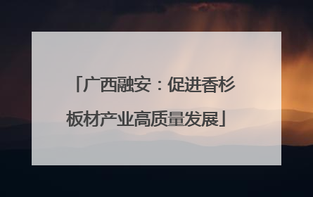 广西融安：促进香杉板材产业高质量发展