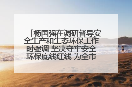 杨国强在调研督导安全生产和生态环保工作时强调 坚决守牢安全环保底线红线 为全市经济社会高质量发展提供坚强保障