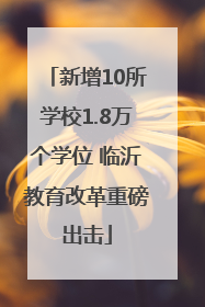 新增10所学校1.8万个学位 临沂教育改革重磅出击