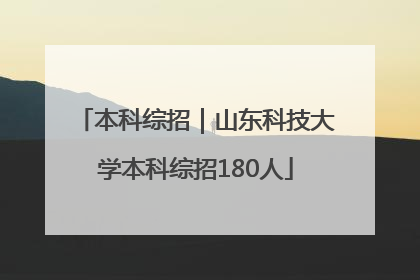 本科综招｜山东科技大学本科综招180人