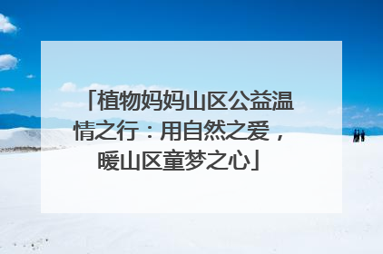 植物妈妈山区公益温情之行：用自然之爱，暖山区童梦之心