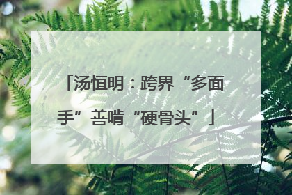 汤恒明：跨界“多面手”善啃“硬骨头”
