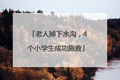 老人掉下水沟，4个小学生成功施救