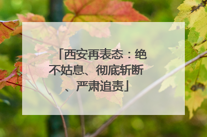 西安再表态：绝不姑息、彻底斩断、严肃追责