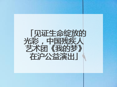 见证生命绽放的光彩，中国残疾人艺术团《我的梦》在沪公益演出