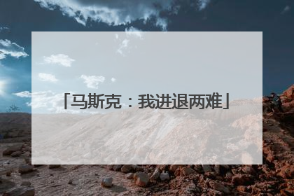 马斯克：我进退两难