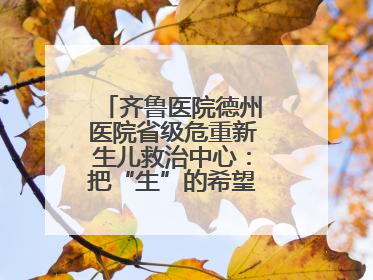 齐鲁医院德州医院省级危重新生儿救治中心：把“生”的希望送到千家万户