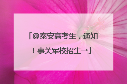 @泰安高考生，通知！事关军校招生→